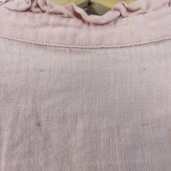 Reformation Women's 100% Linen Blouse XS Pink Ruffle Bloom Button Preppy 138 - Picture 7 of 10